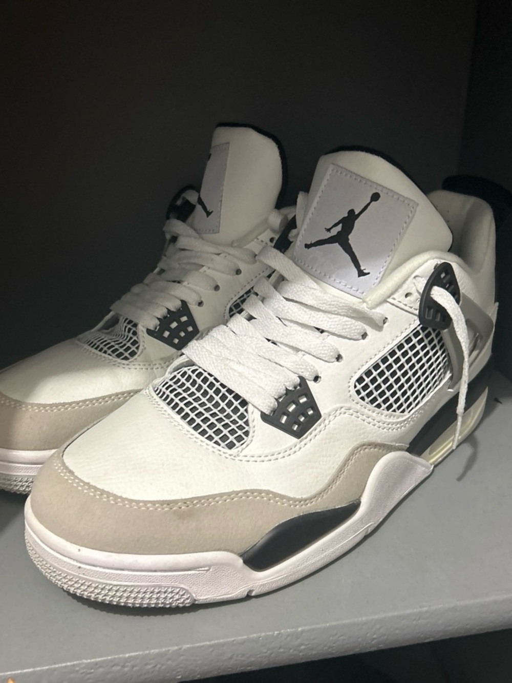 Jordan Men’s Sneakers - White, Light Beige, Black Accents